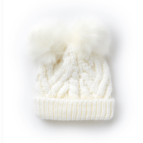 Cable Knit Hat with Pom Pom