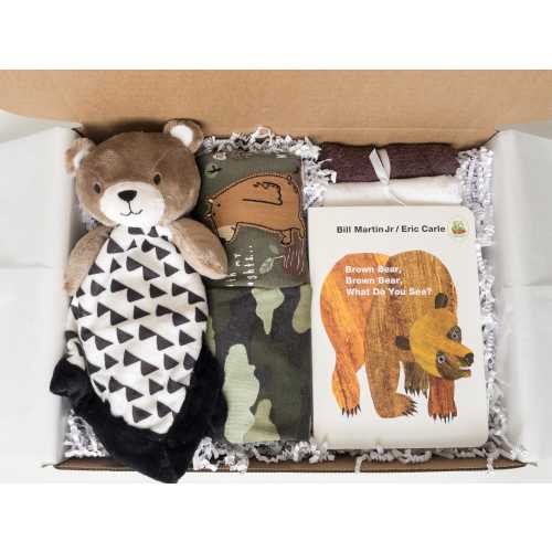 Baby boy gift box, baby boy shower gift, Book, Bodysuits, newborn baby gift, baby gift basket, baby Bear gift basket