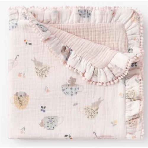 Tea Party Organic Muslin Lace Edge Blankie