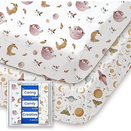 Graco Pack and Play Sheets Fitted, TotBasic Ultra Soft Mini Crib Sheets Boy, Neutral Pack N Play Mattress Sheets Hypoallergenic and Soothing, Premium Jersey Playrad Sheets, 2 Pack