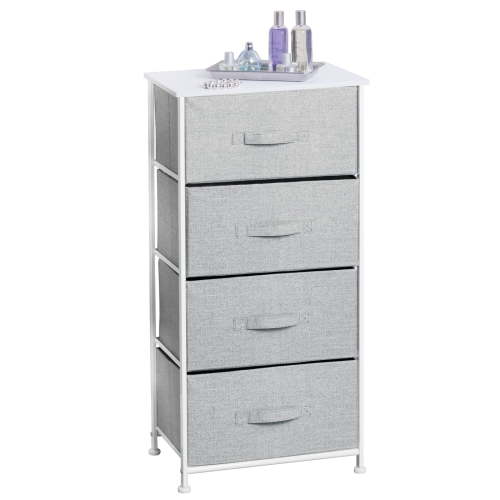 mDesign Tall Dresser Storage Tower Stand with 4 Removable Fabric Drawers - Gray