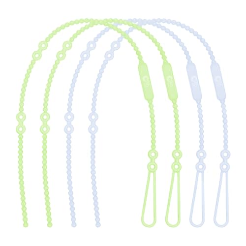 Olababy Silicone Strap for Baby Toys, Pacifiers, Teethers, Sippy Cups, Bottles w Handles, Feeding Spoons, High Chairs, Strollers, Car Seats and Travel Essentials (4 Straps, 2 Kiwi / 2 Blueberry)