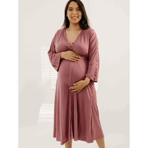 Amelia Labor & Postpartum Gown in Dusty Rose – Lila