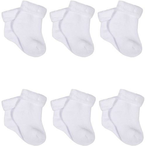 Gerber Baby 6-Pair Sock, White, 0-3 Months