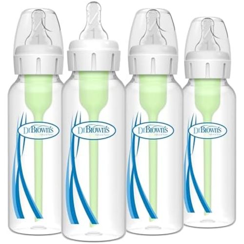 Dr. Brown's Anti-Colic Options+ Narrow Baby Bottle, Clear, 8 oz, 4-Pack