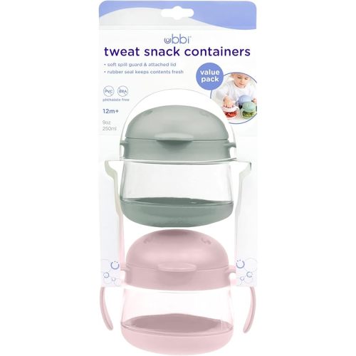 Ubbi Tweat No Spill Snack Container for Kids, BPA-Free Tritan, Toddler Snack Container, Sage & Pink