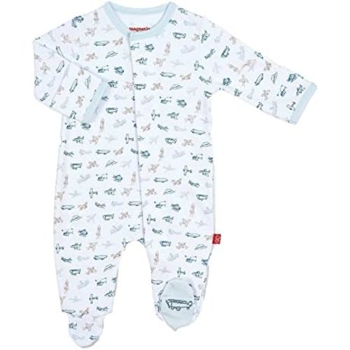 Magnetic Me Footie Pajamas - 100% Organic Cotton Baby Pajamas - Quick Magnetic Fastener Sleeper for Baby Boy and Girl