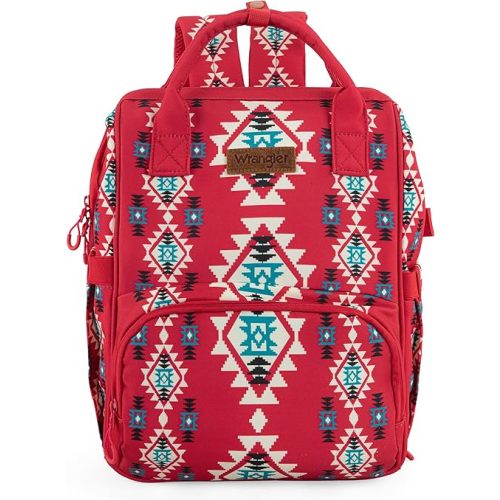 Montana West x Wrangler Diaper Bag Backpack Aztec Travel Backpack Purses Western Multi-Function Baby Bags for Mom with Waterproof Insulated Pockets WG2204-9110BDY