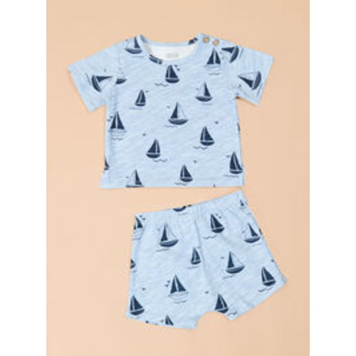 Harbor Sailboat Top and Short Set by Mud Pie in Blue | Tullabee