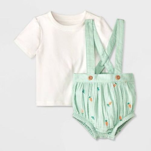 Baby Boys' Bunny Bubble Overalls Set - Cat & Jack™ Cream Newborn