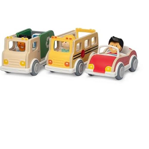 Melissa & Doug Cheery Lane Wooden Vehicle & Figures Pretend Play Set