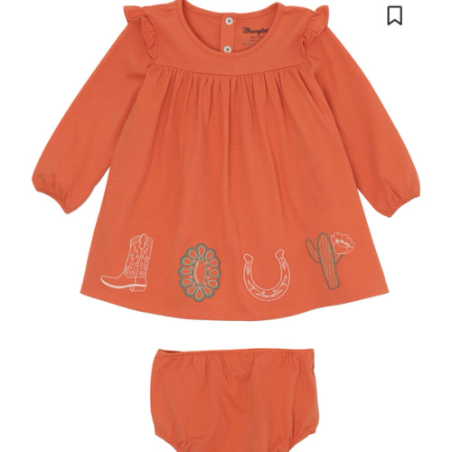 Wrangler Infant Girls' Print Long Sleeve Dress And Diaper Cover - 2 Piece | Sheplers