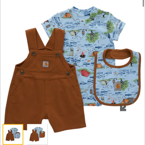 Boys' Three-Piece Short-Sleeve Bodysuit, Shortall & Bib Set (Infant)