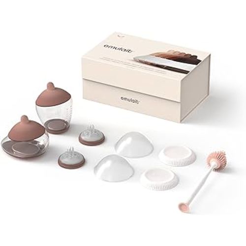 Baby Bottle Starter Kit Includes 2 Bottles 2 Nipples 2 Caps 2 Lids 2 Responsive Flow Valves, Cleaning Brush - Medium - Shape 2-RFV
