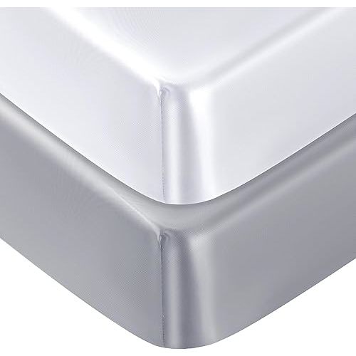 Pro Goleem 2 Pack Satin Soft Crib Sheet Great for Baby with Sensitive Hair Silky Baby Mattress Sheet White and Gray Unisex 52’’x28’’x8’’ Fitted Sheets