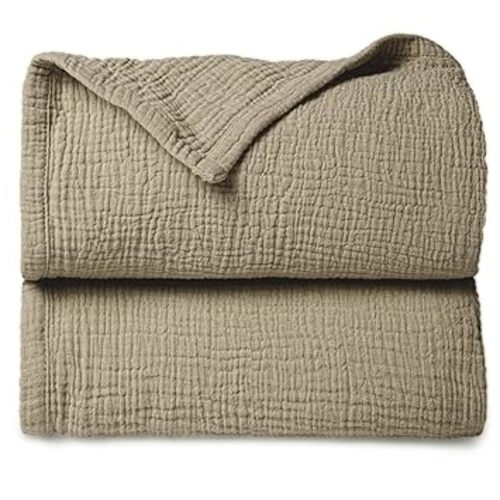 Lulu moon Muslin Quilt Blanket, Crib Blanket for Baby and Toddler,47x47 Inches(Olive)