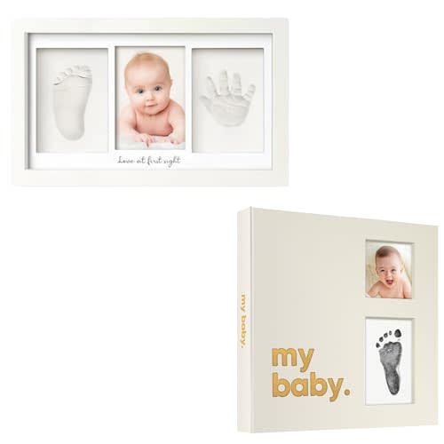 KeaBabies Baby Hand and Footprint Kit & Baby Memory Book For Baby Boy, Girl - Baby Footprint Kit - Newborn Keepsake Frame - Timeless, Gender Neutral Baby Book Keepsake - Baby Handprint Kit