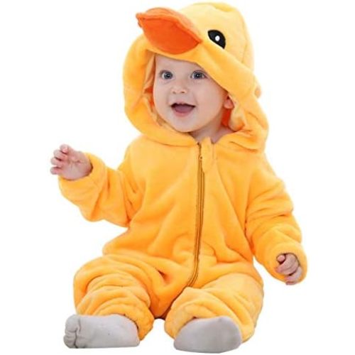 MICHLEY Unisex Baby Animal Costume Winter Autumn Hooded Romper Halloween Cosplay Jumpsuit Outfits