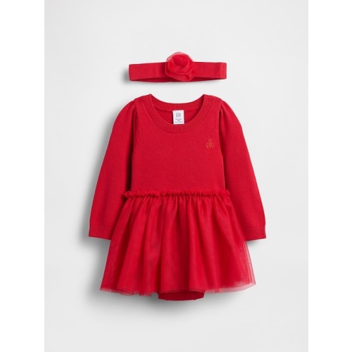 Baby Tulle Sweater Bodysuit Dress Set