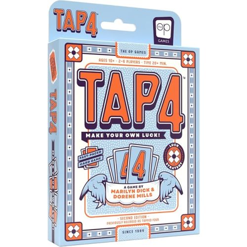 Tap 4, Strategic Fast-Paced & Easy to Learn, Be the First Player to Shed All Cards in Your Hand Using Special Tap in & Tap Out Cards, an Addicting & Exciting New Card Game for Kids, Teens and Adults
