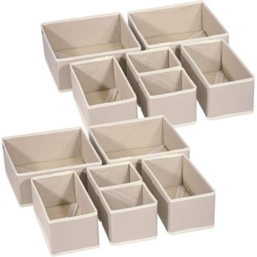 wintfarm Clothes Drawer Organizers,12 Pack Clothes Storage Organizer,Folding Draw Organizers,Drawer Dividers,for Bedroom Fabric Underwear Organizer,Shirt,Underwear,Clothes Organizer(Khaki)
