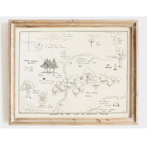 Winnie The Pooh Hundred Acre Wood Map - 11x14 Art Print (Unframed) | Neutral Nursery Decor | Kids Bedroom Wall Decor | A. A. Milne | Boys Room or Girls Room Artwork | Vintage Original Drawing