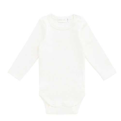 Organic Cotton Fine Rib Long Sleeve Bodysuit - Parchment – Jamie Kay NZ