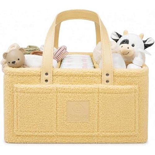 Baby Diaper Caddy Organizer with Handle & Toiletry Bag, Portable Nursery Storage Basket for Newborn Essentials, Baby Essentials,Portable Diaper Organizer, Baby Registry Must Have
