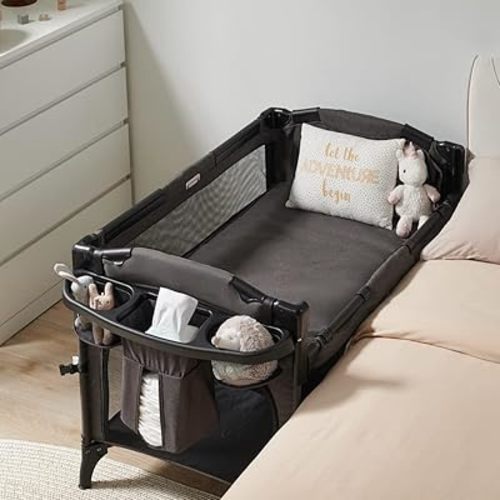 BEKA 4 in 1 Baby Bassinet Bedside Sleeper, Baby Bedside Crib 4 Functions, Bedside Bassinet Crib Sleeper, Playard, Changing Table, Baby Bassinet for Newborn Baby