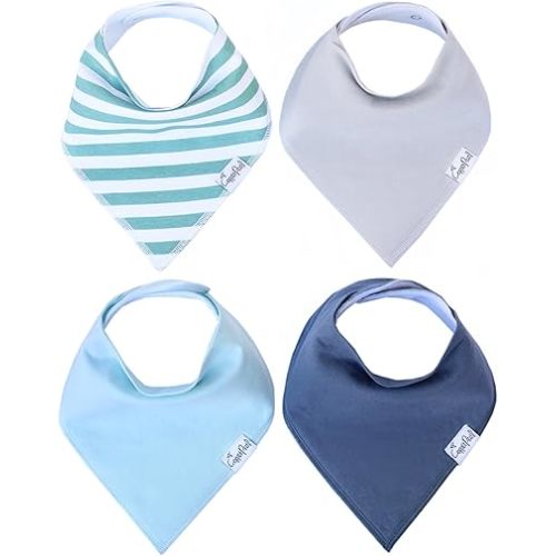 Copper Pearl Baby Bandana Bibs - 4 Pack Soft Cotton Baby Bibs for Drooling and Teething, Absorbent Drool Bibs for Baby Girl and Boy, Adjustable to Fit Newborns to Toddlers, Tons of Styles (Oxford)