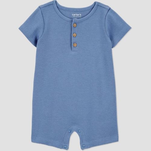 Carter's Just One You®️ Baby Boys' Solid Thermal Romper - Blue 3m