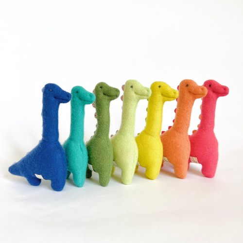 Upcycled Cashmere Dippy Dino Rattle