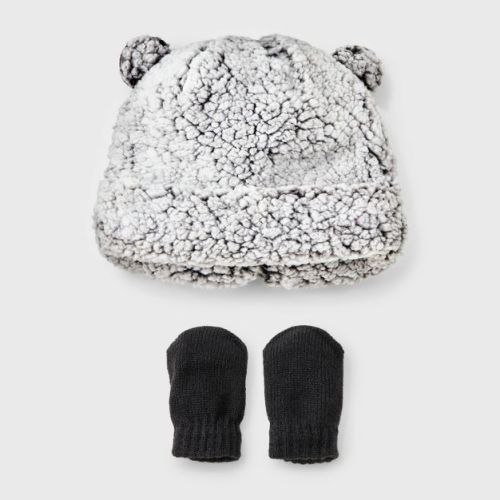 Baby Faux Shearling Hat And Mitten Set - Cat & Jack™ Gray Newborn