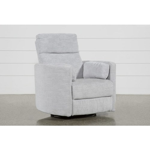 Rayna Dove Grey Nursery Power Swivel Glider Recliner with USB | Living Spaces