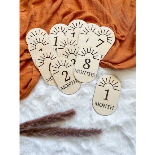 Sunshine Milestone Markers | Oval Wooden Milestones | Baby Monthly Milestones | Milestone Cards | Baby Monthly Photo Props | Boho Nursery
