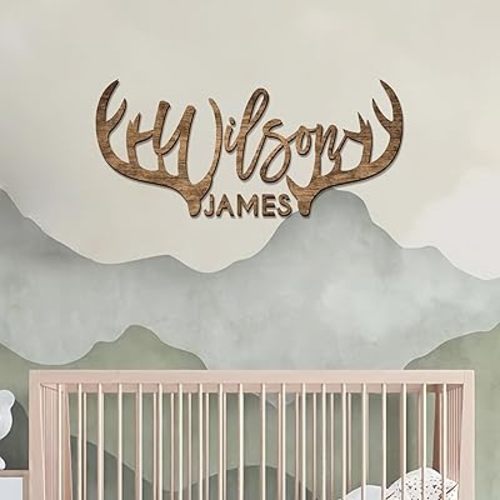 Custom Deer Head Name Sign, Rustic Cabin Wall Decor, Hunting-Themed Wood Display, Personalized 3D Plaque, Nursery Wall Art