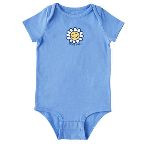 Baby Happy Smile Daisy Short Sleeve Crusher Bodysuit