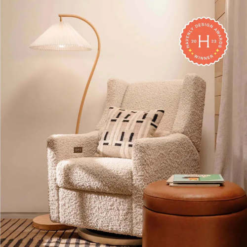 Babyletto - Kiwi Electronic Glider + Recliner - Luxe Almond Teddy Loop with Light Wood Base