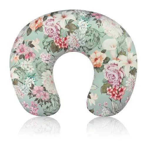 Nursing Pillow Cover for Baby Girls Boys, Green Breastfeeding Pillow Cover, Stretchy Removable Feeding Pillow Case for Newborns, Ultra Soft and Comfortable Nursing Pillow Slipcover, Floral