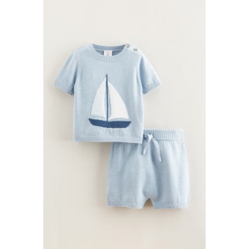 Icon Short Sleeve Cotton Blend Sweater & Shorts Set, 6M