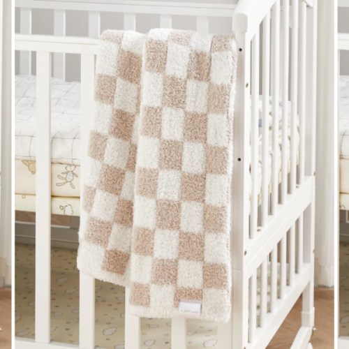 Checkered Stroller Buttery Blanket (Green + Blue Pre order 9-17)