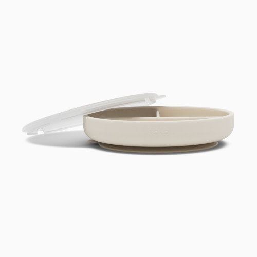 Lalo Suction Plate + Lid - Oatmeal