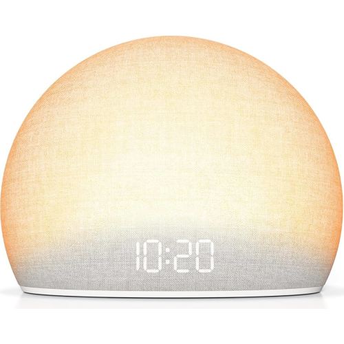 HOUSBAY Sunrise Alarm Clock, White Noise Sound Machine for Bedroom | Natural Wake-Up Light with Gentle Alarm Sounds, 20 Soothing Sleep Aids, Dimmable Display, Screen-Free Design