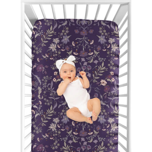 Sweet Jojo Designs Boho Floral Wildflower Plum Purple Fitted Crib Sheet by Sweet Jojo Designs | Wayfair
