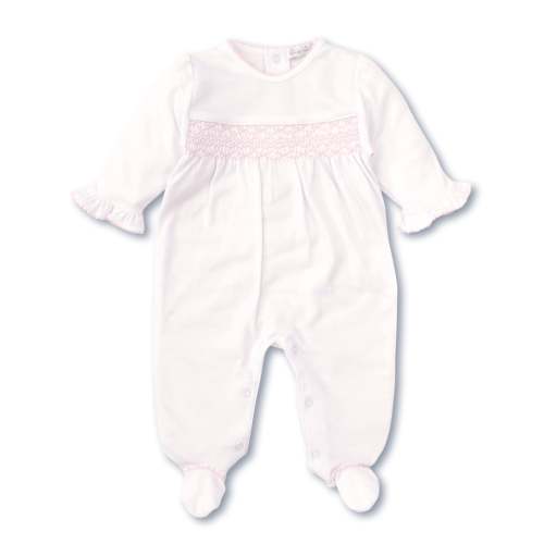 Hand Smocked CLB Charmed White/Pink Footie