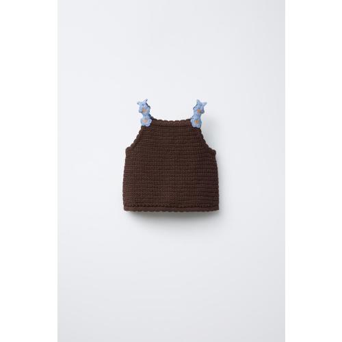 CROCHETED DAISY KNIT TOP - Chocolate | ZARA United States
