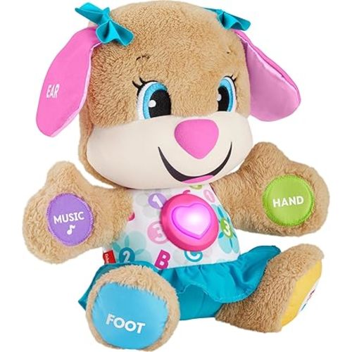 Fisher-Price Baby Learning Toy Laugh & Learn Smart Stages Sis Musical Plush with Lights & Educational Songs for Infants Ages 6+ Months