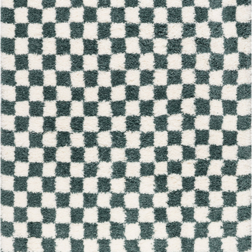 Bettie Retro Checkered Shag Rug | Green