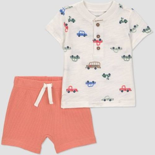 Carter's Just One You® Baby Boys' 2pc Cars Graphic T-Shirt and Shorts Set - Orange 18M