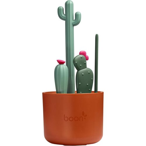 Boon Cacti Bottle Cleaning Brush Set - Includes Bottle Brush, Nipple Brush, Detail Brush, and Straw Brush - Baby Bottle Brush Set for Bottle Drying Rack - Baby Essentials - 4 Count
